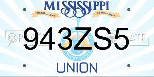 943ZS5 Mississippi License Plate