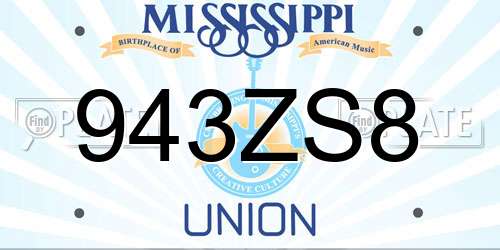 943ZS8 Mississippi License Plate