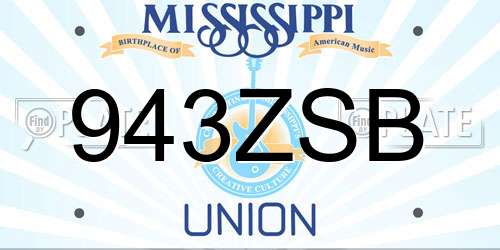 943ZSB Mississippi License Plate