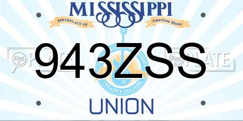 943ZSS Mississippi License Plate