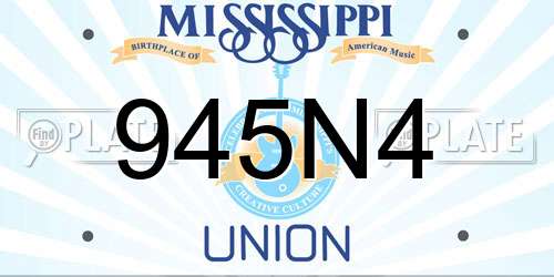 945N4 Mississippi License Plate