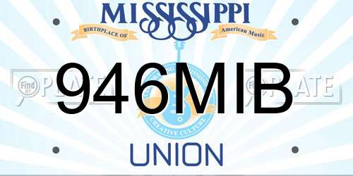 946MIB Mississippi License Plate