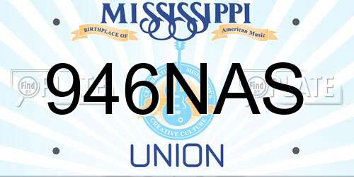 946NAS Mississippi License Plate
