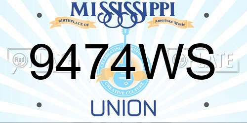 9474WS Mississippi License Plate