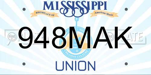 948MAK Mississippi License Plate