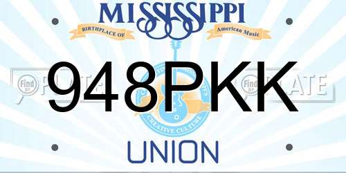 948PKK Mississippi License Plate