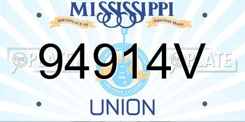 94914V Mississippi License Plate