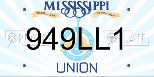 949LL1 Mississippi License Plate