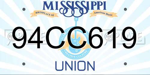 94CC619 Mississippi License Plate
