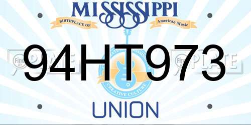 94HT973 Mississippi License Plate