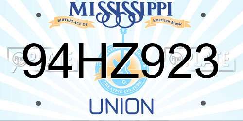 94HZ923 Mississippi License Plate