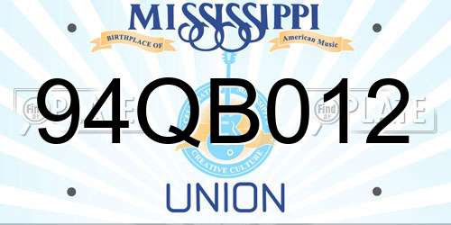 94QB012 Mississippi License Plate