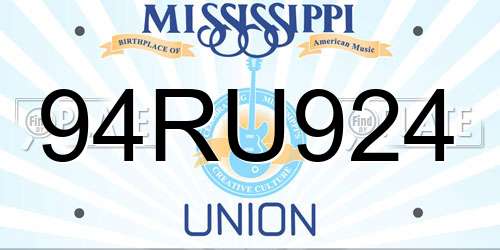 94RU924 Mississippi License Plate