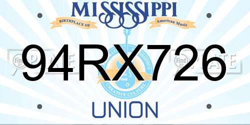 94RX726 Mississippi License Plate