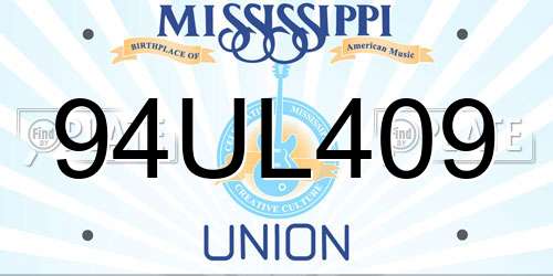 94UL409 Mississippi License Plate