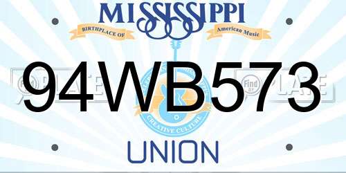 94WB573 Mississippi License Plate