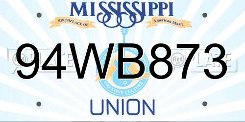 94WB873 Mississippi License Plate