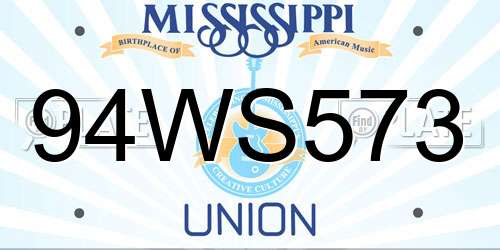 94WS573 Mississippi License Plate