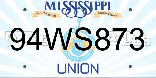94WS873 Mississippi License Plate