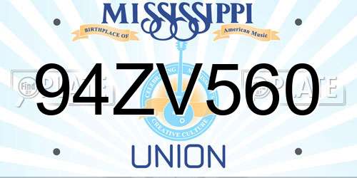 94ZV560 Mississippi License Plate