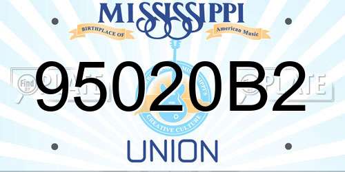 95020B2 Mississippi License Plate