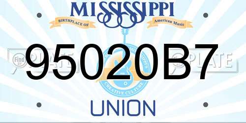 95020B7 Mississippi License Plate