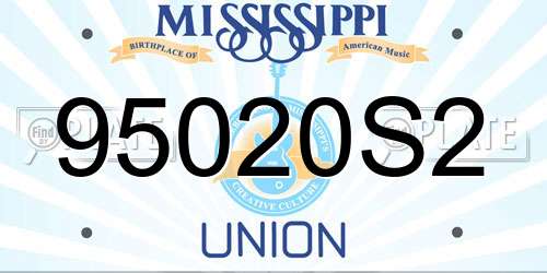 95020S2 Mississippi License Plate