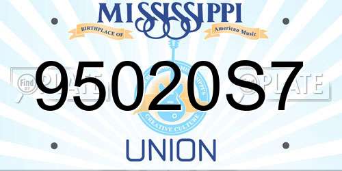 95020S7 Mississippi License Plate