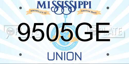 9505GE Mississippi License Plate