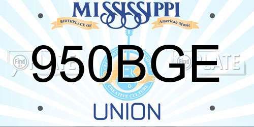 950BGE Mississippi License Plate