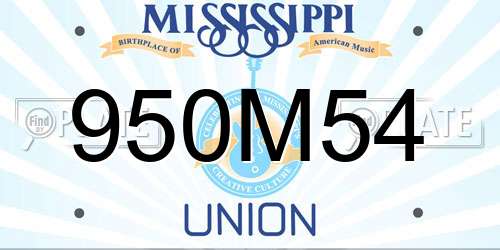 950M54 Mississippi License Plate