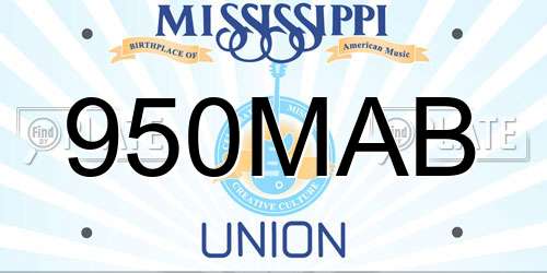 950MAB Mississippi License Plate