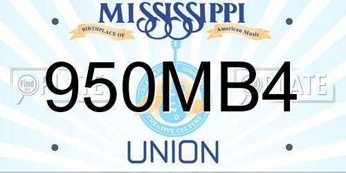 950MB4 Mississippi License Plate