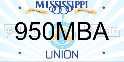 950MBA Mississippi License Plate
