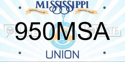 950MSA Mississippi License Plate