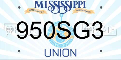 950SG3 Mississippi License Plate