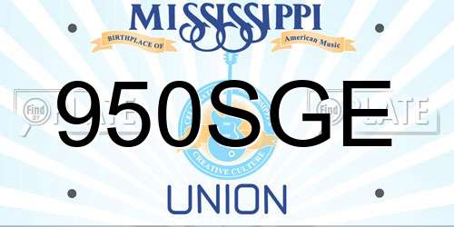 950SGE Mississippi License Plate