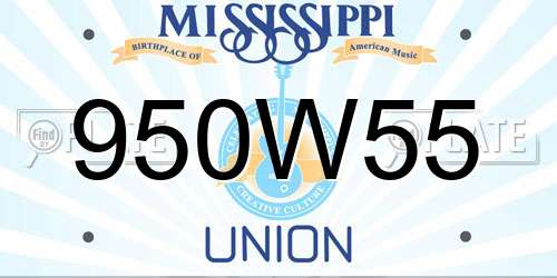 950W55 Mississippi License Plate