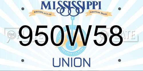 950W58 Mississippi License Plate