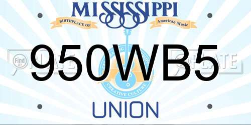 950WB5 Mississippi License Plate