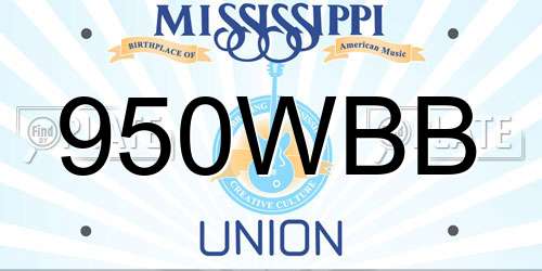 950WBB Mississippi License Plate