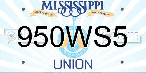 950WS5 Mississippi License Plate