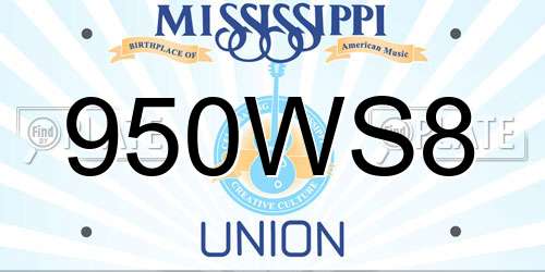 950WS8 Mississippi License Plate