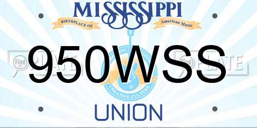 950WSS Mississippi License Plate