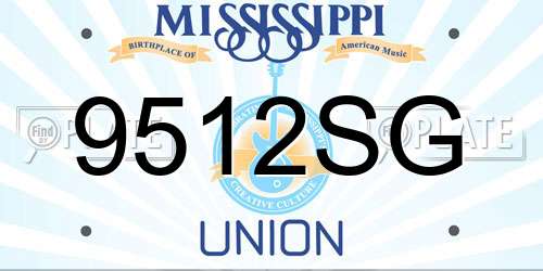 9512SG Mississippi License Plate