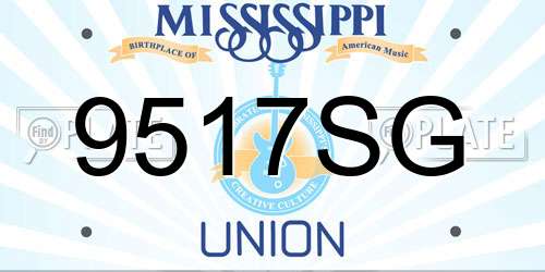 9517SG Mississippi License Plate
