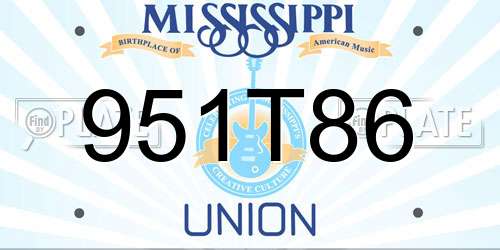 951T86 Mississippi License Plate