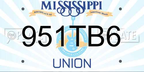 951TB6 Mississippi License Plate