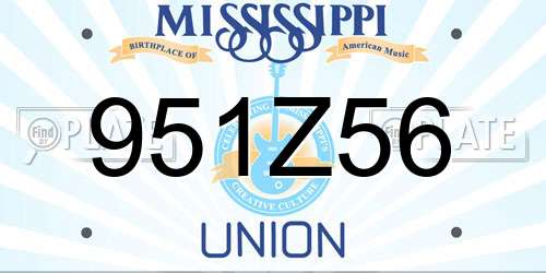 951Z56 Mississippi License Plate