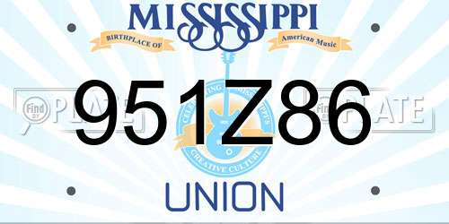951Z86 Mississippi License Plate